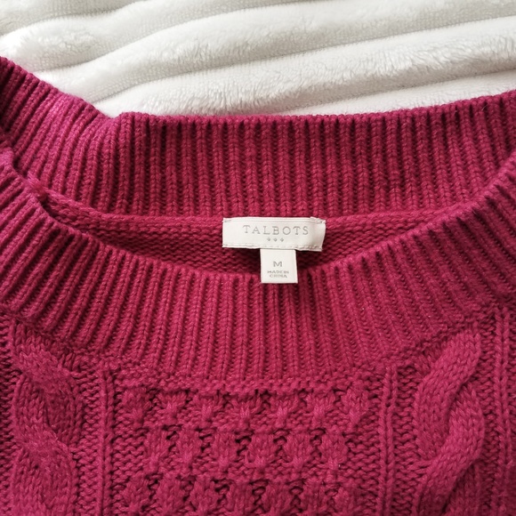 Talbots Raspberry Cable Knit Sweater - Picture 3 of 5